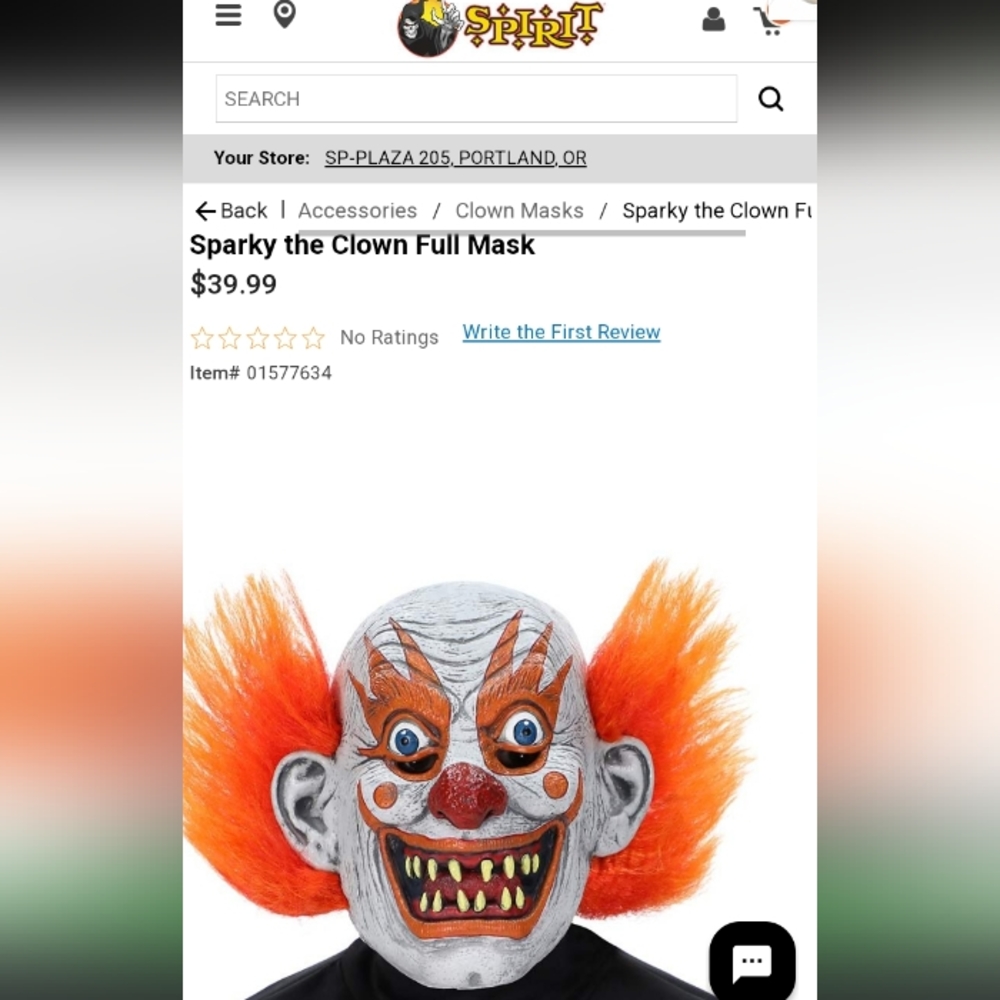 Spirit- Sparky the Clown Full Mask